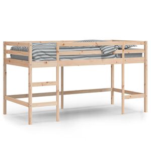 vidaXL Cama alta de ni&ntilde;os con escalera madera maciza pino 90x200 cm