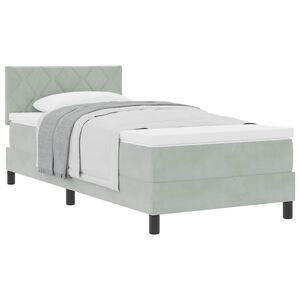 vidaXL Cama tipo Box Spring Gris Claro 90 x 200 cm Terciopelo