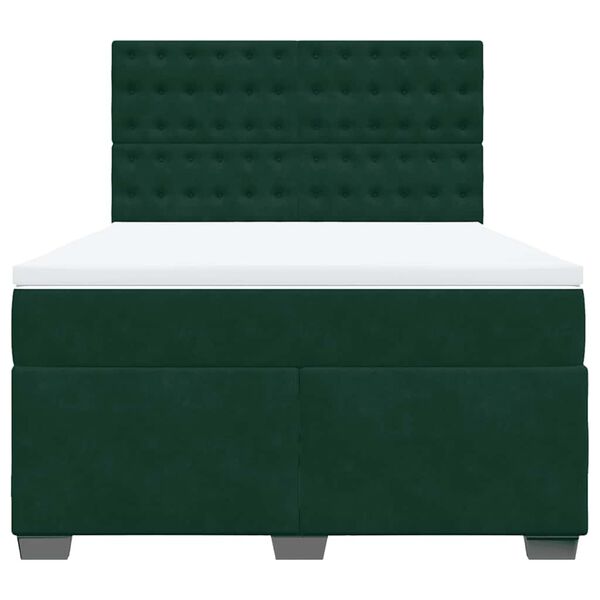 vidaXL Cama box spring con colch&oacute;n terciopelo verde oscuro 140x200 cm