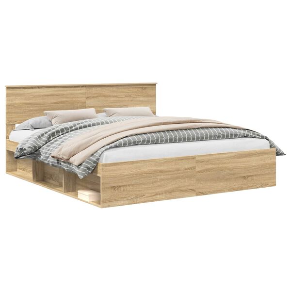 vidaXL Estructura de cama Sonoma 180 x 200 cm Madera de ingenier&iacute;a