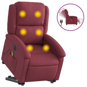 vidaXL Sill&oacute;n de masaje elevable el&eacute;ctrico tela rojo tinto