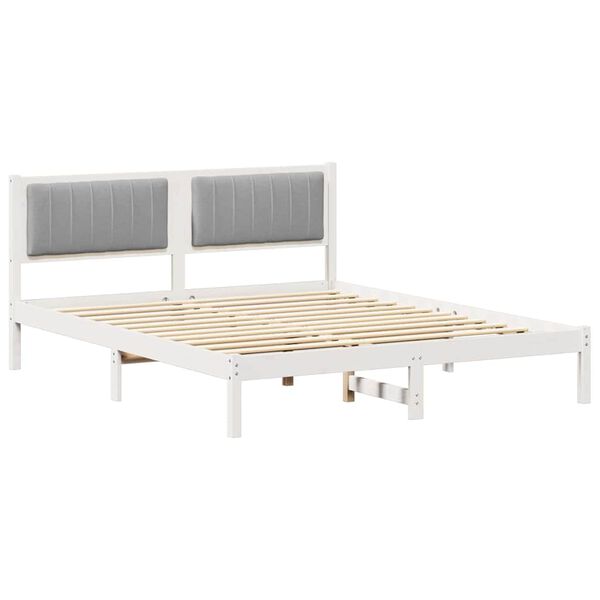 vidaXL Estructura de Cama con Cabecera Tapizada Gris Claro