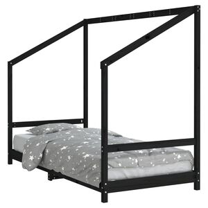 vidaXL Estructura de cama para ni&ntilde;os madera de pino negro 90x200 cm