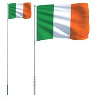 vidaXL Mástil y bandera de Irlanda aluminio 5,55 m