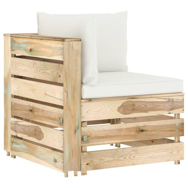 vidaXL Sof&aacute; de palets 2 plazas cojines madera de pino impregnada verde