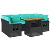 vidaXL Set de sof&aacute;s de jard&iacute;n 7 pzas con cojines rat&aacute;n sint&eacute;tico negro