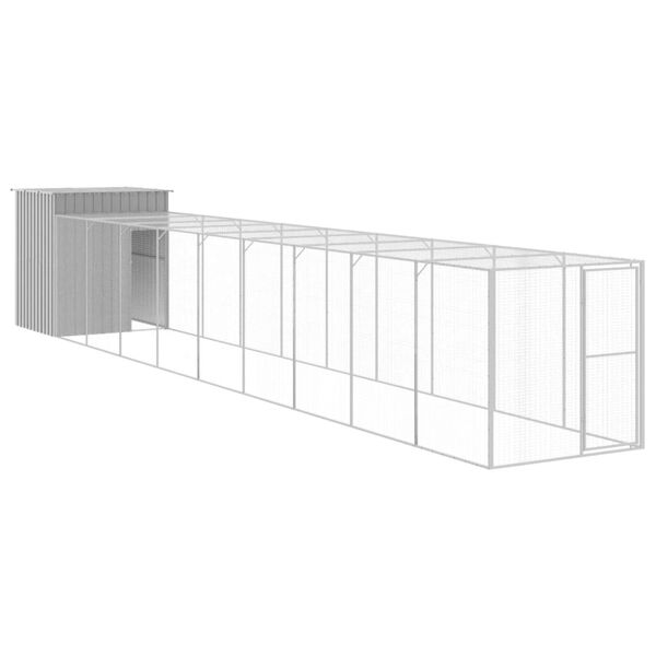 vidaXL Gallinero y corral acero galvanizado gris claro 165x1067x181 cm