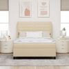 vidaXL Cama tipo Box Spring con colch&oacute;n Crema 140 x 200 cm tela