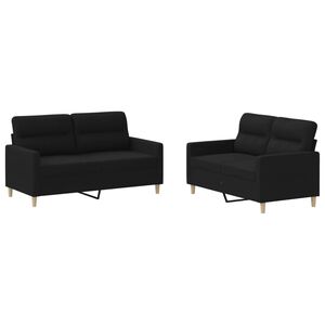 vidaXL Juego de sof&aacute;s con cojines 2 piezas tela negro