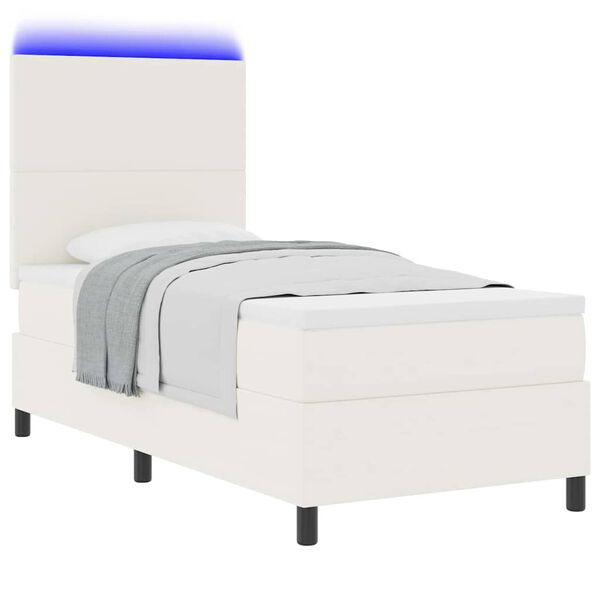vidaXL Cama tipo Box Spring Manual Crema y Blanco 193 x 90 x 128 cm