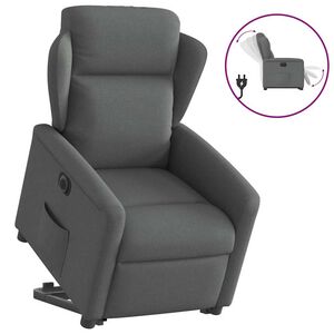 vidaXL Sill&oacute;n el&eacute;ctrico reclinable elevable de tela gris oscuro