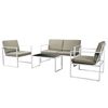 vidaXL Set de muebles de jard&iacute;n 4 piezas y cojines acero blanco