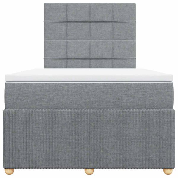 vidaXL Cama box spring con colch&oacute;n tela gris claro 120x200 cm