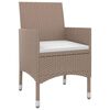 vidaXL Set comedor de jard&iacute;n 5 pzas y cojines rat&aacute;n sint&eacute;tico y vidrio