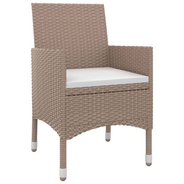 vidaXL Set comedor de jard&iacute;n 5 pzas y cojines rat&aacute;n sint&eacute;tico y vidrio