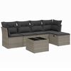 vidaXL Set de muebles de jard&iacute;n 6 pzas y cojines rat&aacute;n sint&eacute;tico gris
