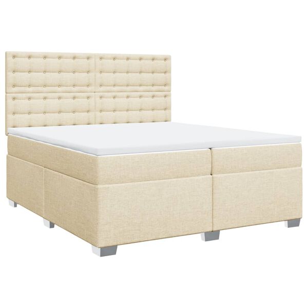 vidaXL Cama box spring con colch&oacute;n tela color crema 200x200 cm