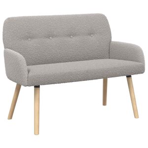 vidaXL Sof&aacute; de 2 plazas con patas de madera maciza Gris Claro Boucl&eacute;