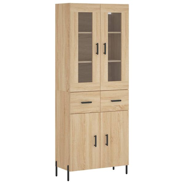 vidaXL Aparador alto madera contrachapada color roble 69,5x34x180 cm