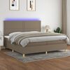 vidaXL Cama box spring colch&oacute;n y luces LED tela gris taupe 200x200 cm