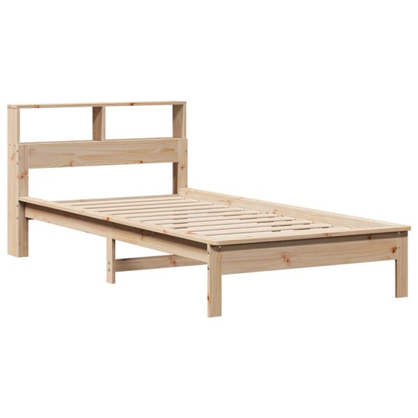 vidaXL Cama con estanter&iacute;a sin colch&oacute;n madera maciza de pino 90x190 cm