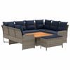 vidaXL Juegos de muebles 7 uds. Gris y azul marino Rat&aacute;n sint&eacute;tico