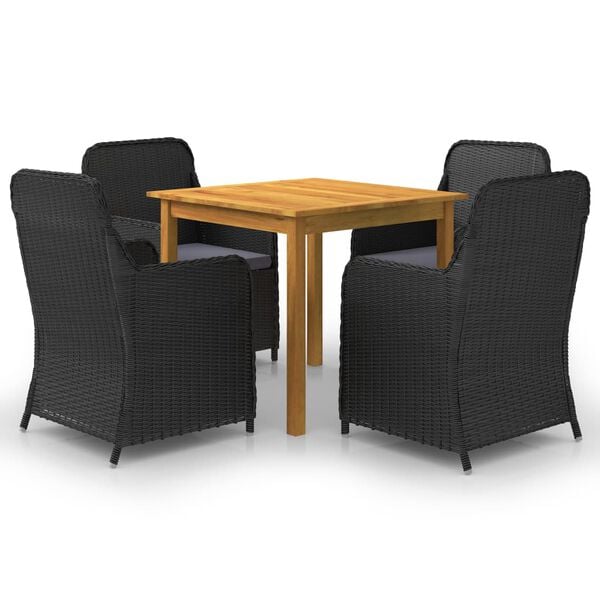 vidaXL Juego de comedor para jard&iacute;n 5 piezas negro