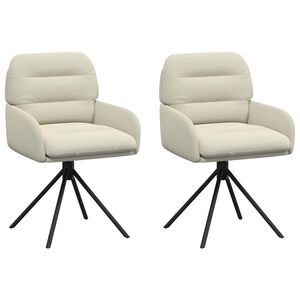 vidaXL Sillas de comedor giratorias 2 uds. Cuero sint&eacute;tico Crema