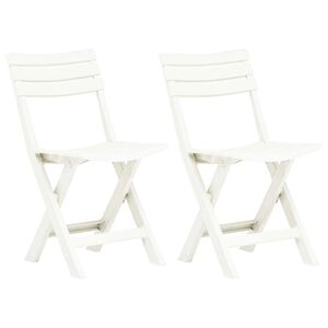 vidaXL Sillas plegables, 2 unidades, pl&aacute;stico blanco