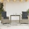 vidaXL Set comedor jard&iacute;n 7 pzas y cojines rat&aacute;n sint&eacute;tico gris