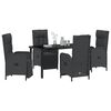 vidaXL Conjunto de Comedor de Jard&iacute;n 5 pcs Negro rat&aacute;n sint&eacute;tico