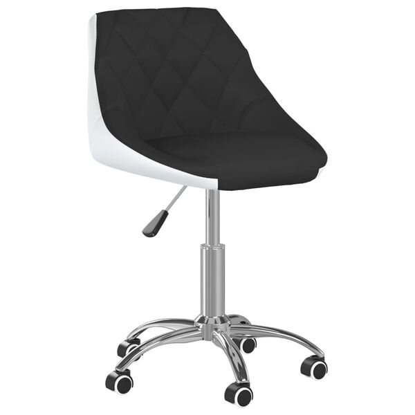 vidaXL Silla de comedor giratoria cuero sint&eacute;tico negro y blanco