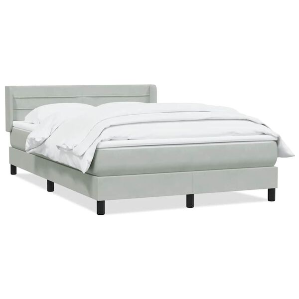 vidaXL Cama box spring con colch&oacute;n terciopelo gris claro 140x210 cm