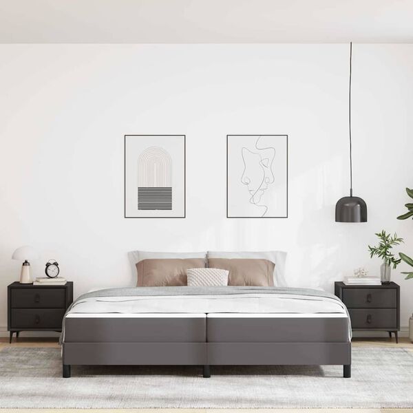 vidaXL Estructura de cama con colchón Gris 200 x 200 cm tela