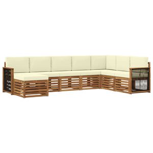 vidaXL Conjunto de sof&aacute;s de exterior con coj&iacute;n 6 pcs Natural y Crema