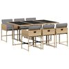 vidaXL Set comedor de jard&iacute;n 7 pzas con cojines rat&aacute;n sint&eacute;tico beige