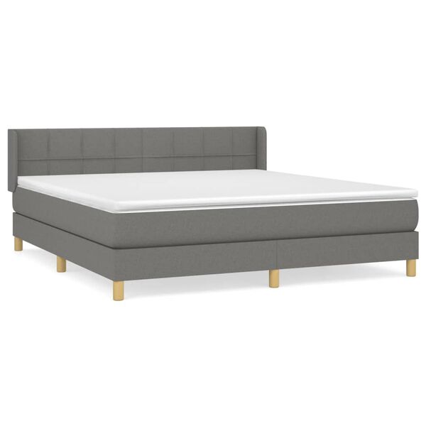 vidaXL Cama box spring con colch&oacute;n tela gris oscuro 160x200 cm