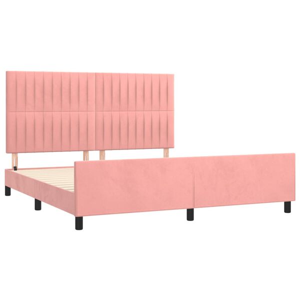 vidaXL Estructura de cama sin colch&oacute;n terciopelo rosa 160x200 cm