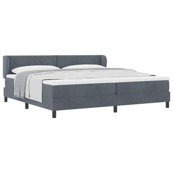 vidaXL Cama tipo Box Spring Gris oscuro 200 x 200 cm Terciopelo
