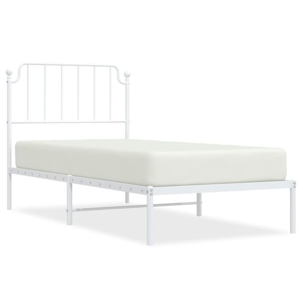 vidaXL Estructura cama sin colch&oacute;n con cabecero metal blanco 90x190 cm