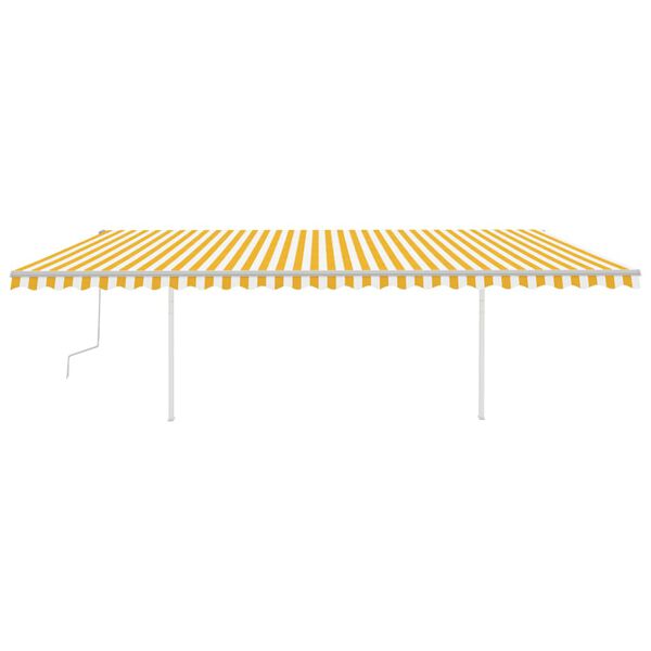 vidaXL Toldo manual retr&aacute;ctil con postes amarillo y blanco 6x3,5 m