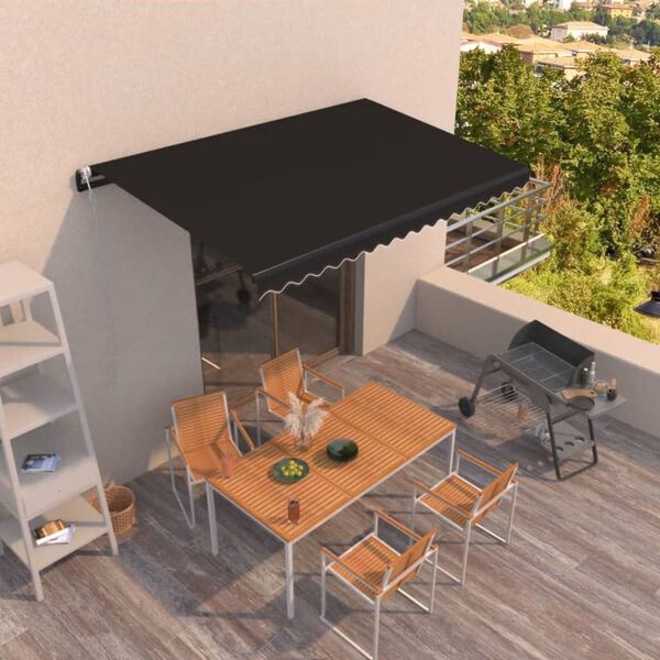 vidaXL Toldo retr&aacute;ctil autom&aacute;tico gris antracita 400x350 cm