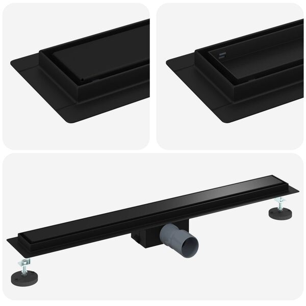 vidaXL Drenaje de ducha 2 en 1 Negro 80 cm Acero inoxidable 304