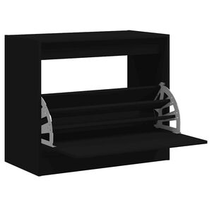 vidaXL Zapatero de madera de ingenier&iacute;a negro 80x42x69 cm