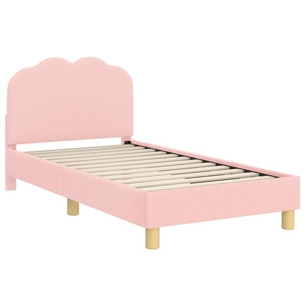 vidaXL Cama para ni&ntilde;os con cabecero Rosa 80 x 160 cm Tela de Oveja
