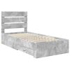 vidaXL Estructura de cama con caj&oacute;n Gris Concreto y Plata 70 x 190 cm