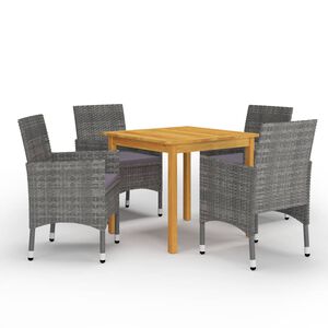 vidaXL Juego de comedor de jard&iacute;n de 5 piezas gris