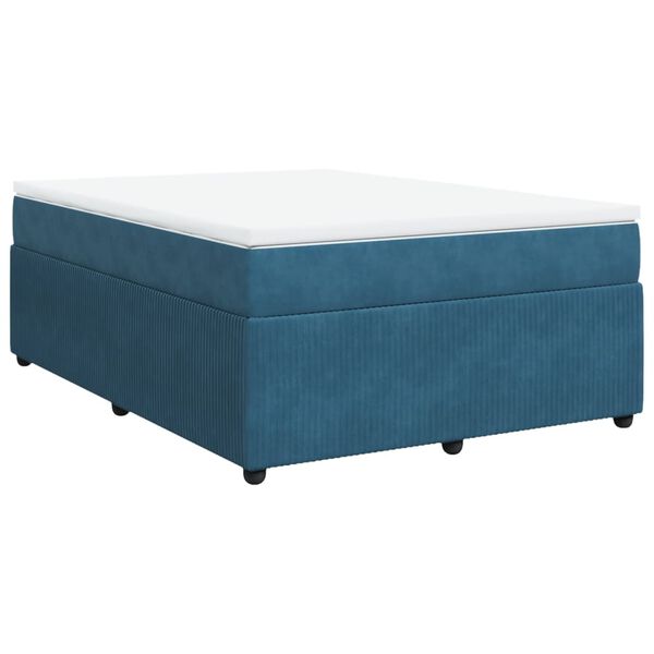 vidaXL Cama box spring con colch&oacute;n terciopelo azul oscuro 140x200 cm