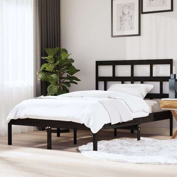 vidaXL Estructura de cama de madera maciza negro 150x200 cm
