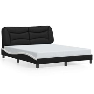 vidaXL Estructura de cama sin colch&oacute;n Hvar cuero sint&eacute;tico negro blanco 160x200cm